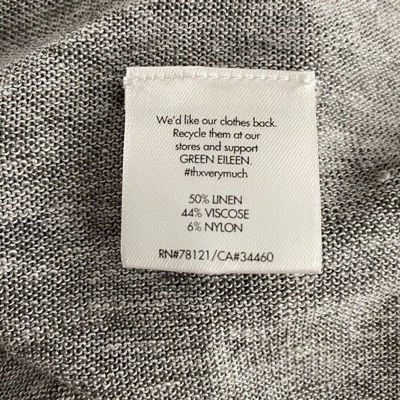 Eileen Fisher Open Front Cardigan Sweater‎ Small Gray Linen Blend CJ-1611 - Picture 7 of 8